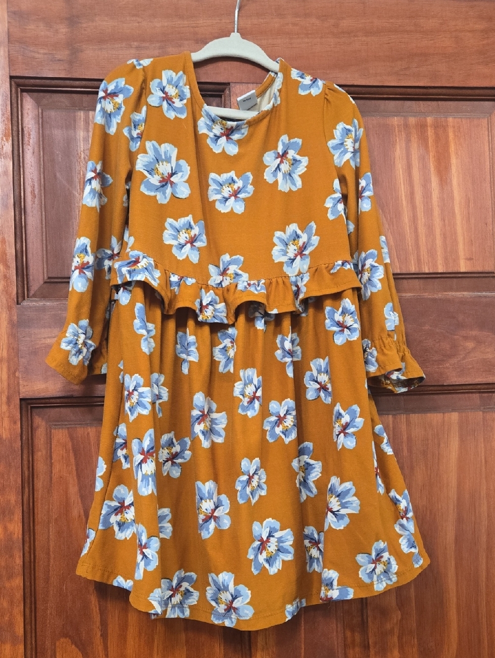 Old Navy Mustard Floral Ruffle Hem Dress